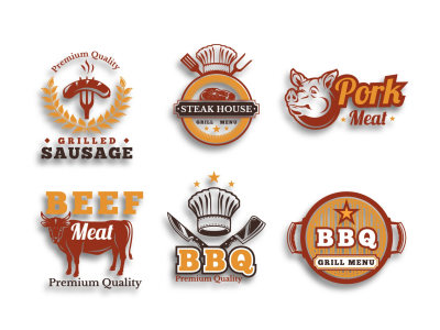 Unique hotel restaurant BBQ catering bakery brand company logo