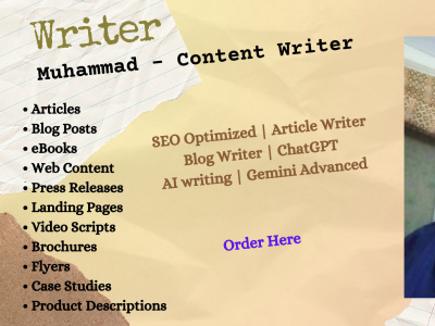 SEO-Optimized Content Writer | ChatGPT | AI Article & Blog Writer |Gemini A