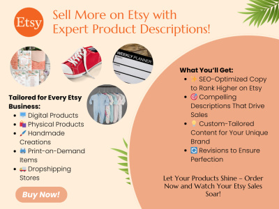 Etsy Product Descriptions, Titles, Tags & Bundle Copywriting