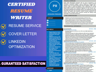 Professional resume, cover letter and linkedin services