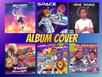 Cartoon album cover, cover art, 2d cover art, 2d music cover, cd cover art