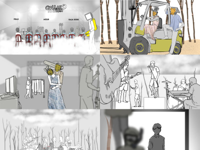 Storyboard for comic, film, commercial, and clip
