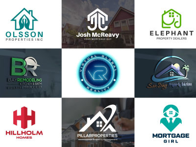 A real estate branding and roofing logo for your construction business
