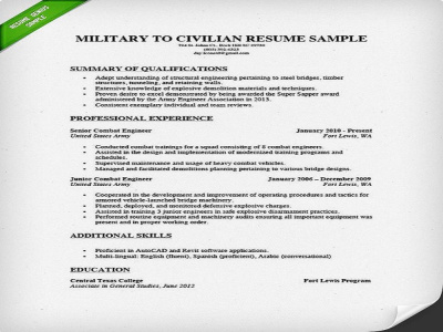 Military transition resume and cover letter for veterans