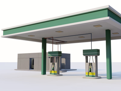 Modelling and realistic architectural rendering for fuel stations