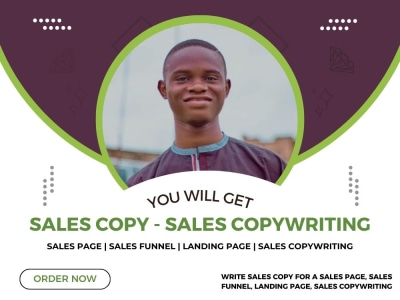 Sales copy for a sales page, sales funnel, landing page, sales copywriting