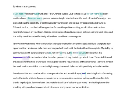 A professionally edited cover letter or personal statement.