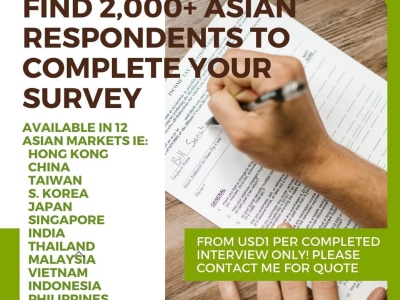 2,000+ target respondents for your market survey in 12 markets in Asia