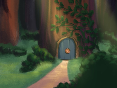 Children friendly nature illustration, landscape for childrens books
