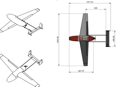 An aircraft concept with simulations done using opensource workflow