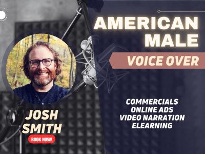 A high quality American male voice over, English male voice actor