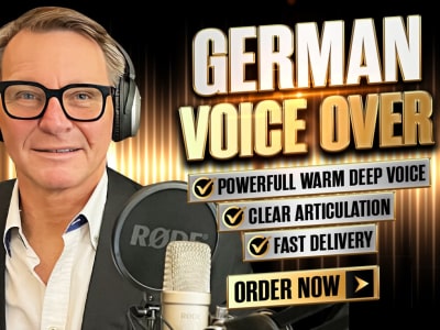 A German male audio book speaker with a clear and deep voice