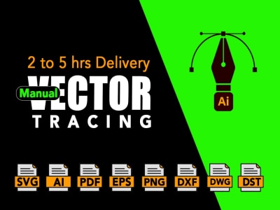 Manually vector trace, redraw logo to AI, SVG, EPS
