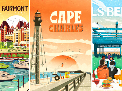 A Minimalist Modern, Vintage, Retro Travel Poster Illustration