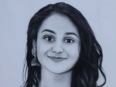Realistic traditional charcoal portrait