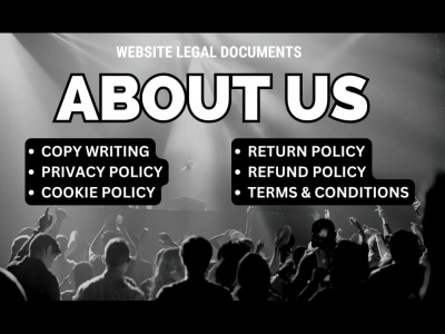 Write about us page return shipping refund privacy policy brand story