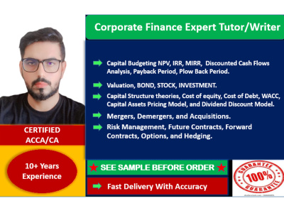 Corporate Finance tutoring & assistance | Upwork