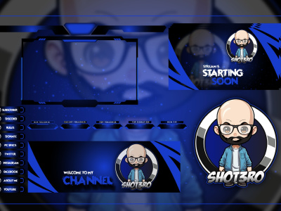 Full animated twitch obs overlay and face mascot