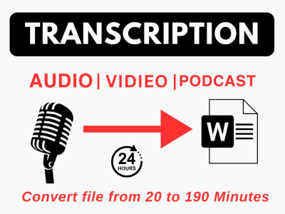 High Quality Transcription of your audio/video | 24 hours TAT