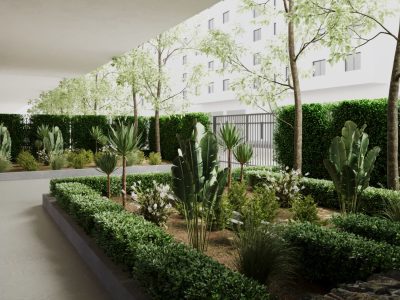 Realistic environments with landscaping and surroundings.