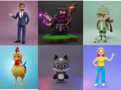 3d character model of human and animal