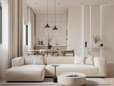 High-End 3D Interior Design: Kitchen, Bathroom & Living Room