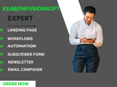 KEAP landing page, Infusionsoft email campaign, sales funnel and automation