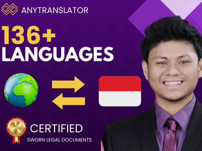 Professional translation from 136+ languages to Indonesian