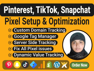 Setup tiktok pixel, pinterest, snapchat pixel, ads conversion API by GTM