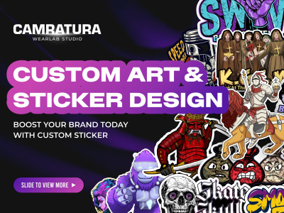 Design stickers, patches, hangtags for brand, community, band