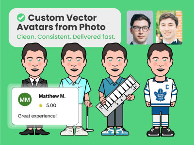 Custom cartoon-style portrait illustration from your photo
