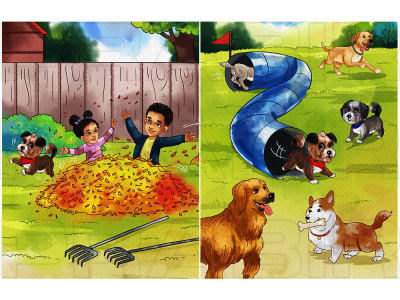 Watercolor style children book illustration