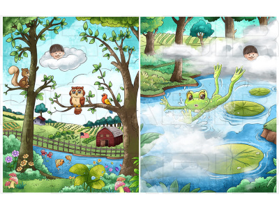 Pastel color style children book illustration