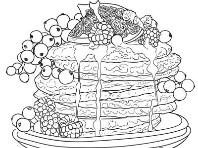 Unique food illustration. Black and white or colorful.