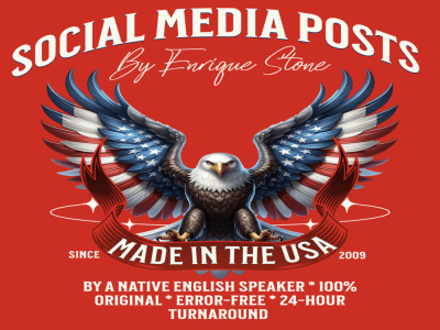 Social media posts in 24hrs, written by a US native English expert
