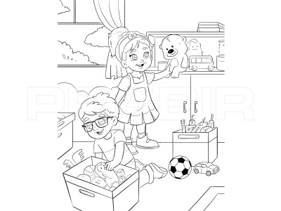 Children coloring book illustration