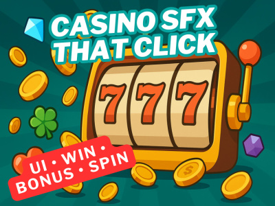 Custom Slot Machine Sound Effects for Casino Games (UI, Wins, Spins)