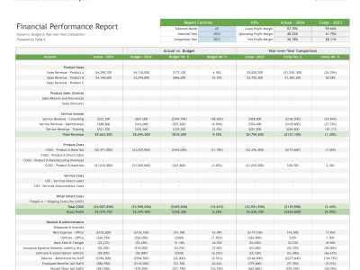 Financial Performance Reporting, Financial Analysis & Financial Modeling