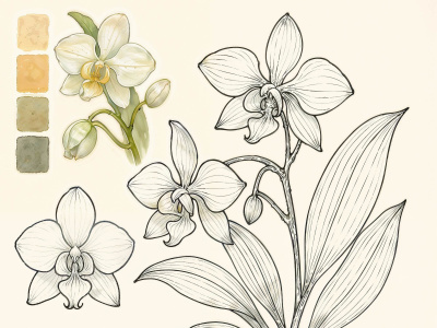 Botanical Line & Watercolor Illustrations – Scientific & Artistic Quality