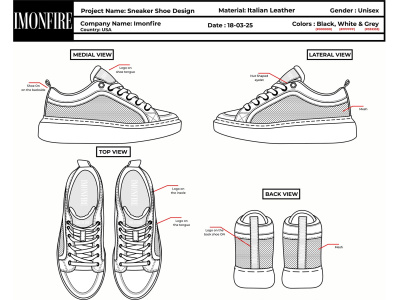 An outstanding shoe design for men, women or kids with complete tech pack.