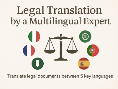 Multilingual Legal Translation Italian, French, Spanish, Arabic, Portuguese