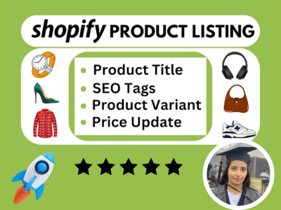 100 Product uploading / Product Listing to your Woocomerce, Shopify