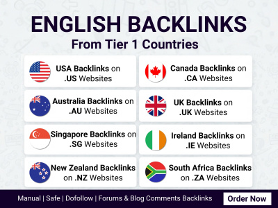 English Backlinks on .US .UK .CA .AU .IE .NZ .SG .ZA Forum & Blog Comments