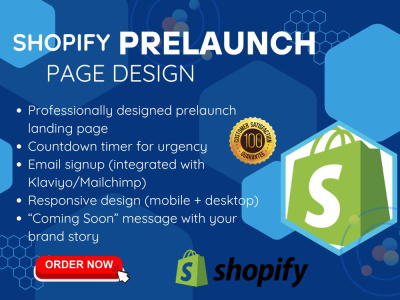 Design of  a stunning prelaunch page for your shopify store that build hype