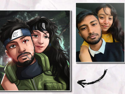 A customized anime, manga, cartoon, game style avatar portrait