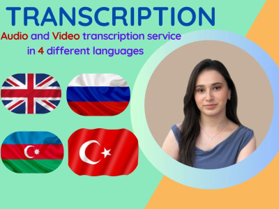 Clear transcription in Azerbaijani, Turkish, Russian, and English languages