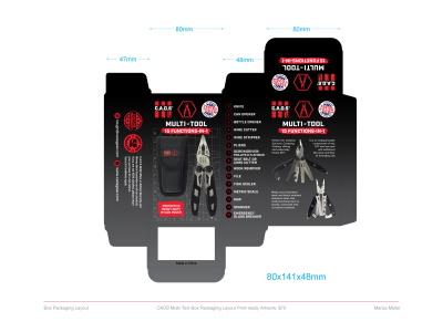 A Tool and Outdoor Product Box packaging layout from $70