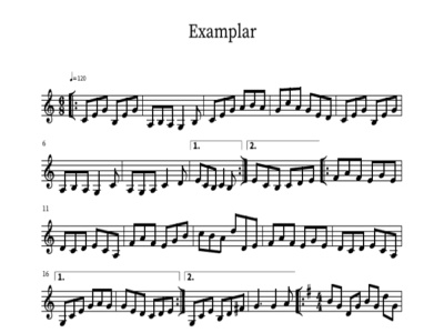 A PDF of sheet music transcribed from a submitted audio recording.