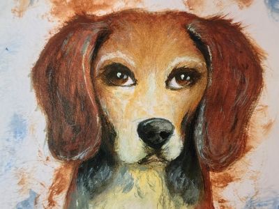 Hand Painted Pet Watercolor Portrait from Photo & UPS Ship the Original Art