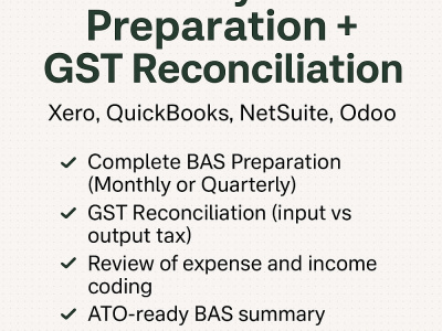 Monthly BAS Preparation & GST Reconciliation – Australia